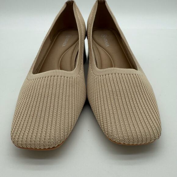 Vivaia Melody Square Toe Chunky Heels Old Money Knit Office Comfort Almond 7 - Picture 4 of 8